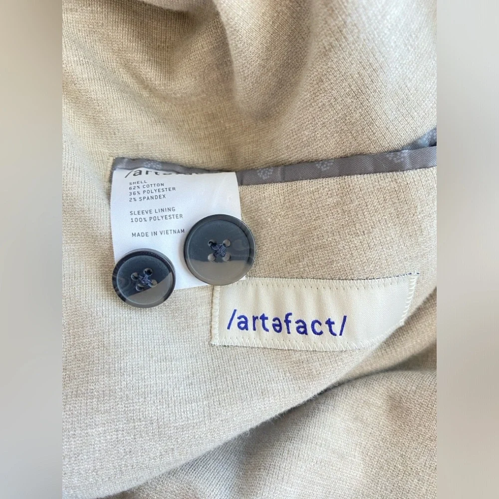 artefact/ Heathered Tan Beige Jersey Unlined 2 Button Blazer Jacket 2XL Wedding